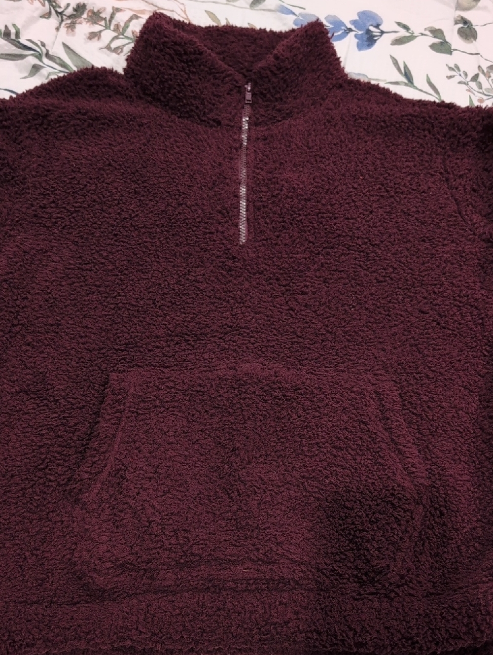 SO Plush Half-Zip Pullover Hoodie in Burgundy